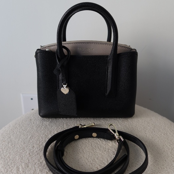 Kate Spade Margaux Mini Leather Satchel Bag - Black/Warm Beige Like New - Picture 8 of 9